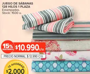 Carrefour JUEGO DE SÁBANAS 128 HILOS 1 PLAZA Estampadas oferta