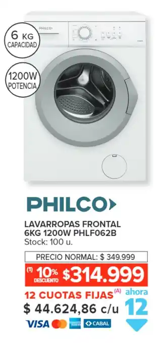Carrefour PHILCO LAVARROPAS FRONTAL 6KG 1200W PHLF062B oferta