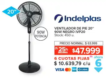Carrefour Indelplas VENTILADOR DE PIE 20" 90W NEGRO IVP20 oferta