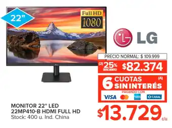 Carrefour MONITOR LG 22" LED 22MP410-B HDMI FULL HD oferta