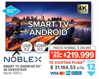 Carrefour NOBLEX SMART TV ANDROID 50" 4K DK50X7500 oferta