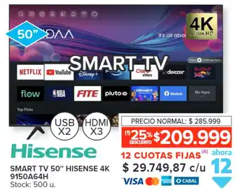 Carrefour SMART TV 50" HISENSE 4K 9150A64H oferta