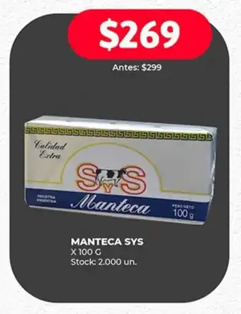 Supermercados Tadicor MANTECA SyS X 100 G. oferta