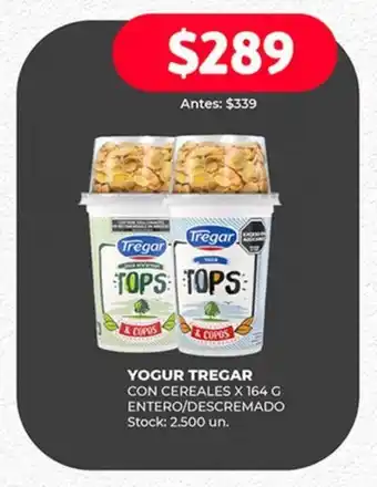 Supermercados Tadicor YOGUR TREGAR CON CEREALES X 164 G ENTERO/DESCREMADO oferta