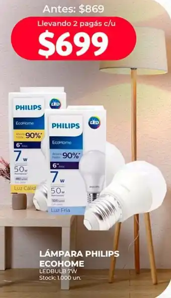 Supermercados Tadicor LÁMPARA PHILIPS ECOHOME LEDBULB 7W oferta