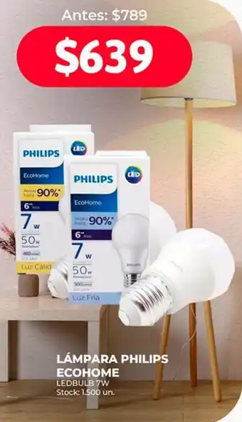 Supermercados Tadicor LÁMPARA PHILIPS ECOHOME LEDBULB 7W oferta