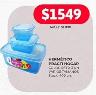 Supermercados Tadicor HERMÉTICO PRACTI HOGAR COLOR SET X 3 UN VARIOS TAMAÑOS oferta