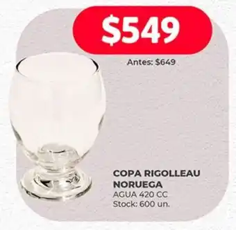 Supermercados Tadicor COPA RIGOLLEAU NORUEGA AGUA 420 CC oferta