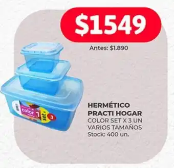 Supermercados Tadicor HERMÉTICO PRACTI HOGAR COLOR SET X 3 UN VARIOS TAMAÑOS oferta