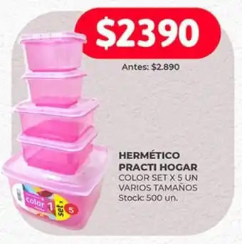 Supermercados Tadicor HERMÉTICO PRACTI HOGAR COLOR SET X 5 UN VARIOS TAMAÑOS oferta