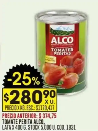 TOMATE PERITA ALCO, LATA X 400 G.