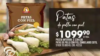 Coto PATAS DE POLLO CON PIEL CONGELADOS COTO, X KG. oferta