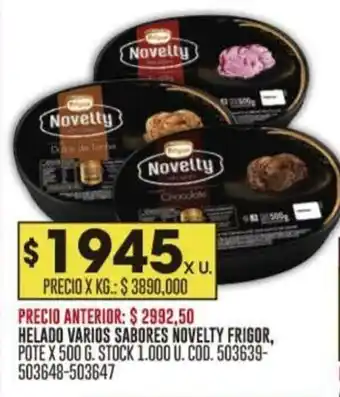Coto HELADO VARIOS SABORES NOVELTY FRIGOR, POTE X 500 G. oferta