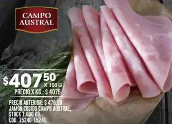 Coto JAMON COCIDO CAMPO AUSTRAL, X 100 G. oferta