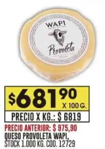 Coto QUESO PROVOLETA WAPI, X 100 G. oferta