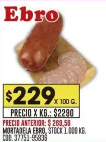 Coto MORTADELA EBRO, X 100 G. oferta