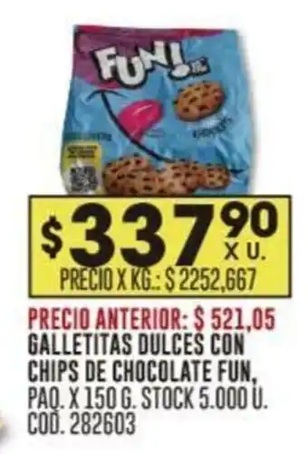 Coto GALLETITAS DULCES CON CHIPS DE CHOCOLATE FUN, PAQ. X 150 G. oferta
