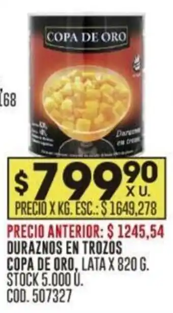 Coto DURAZNOS EN TROZOS COPA DE ORO, LATA X 820 G. oferta