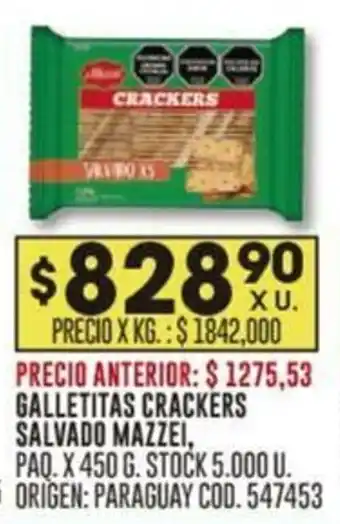 Coto GALLETITAS CRACKERS SALVADO MAZZEI, PAQ. X 450 G. oferta
