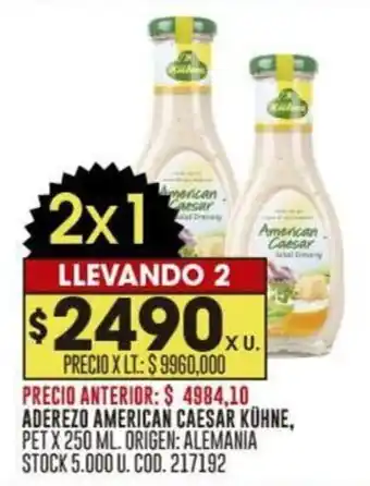 Coto ADEREZO AMERICAN CAESAR KÜHNE, PET X 250 ML. LLEVANDO 2 oferta