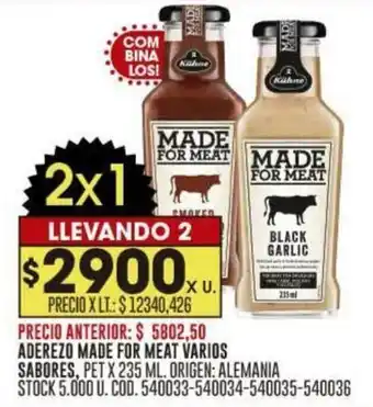 Coto ADEREZO MADE FOR MEAT VARIOS SABORES, PET X 235 ML. LLEVANDO 2 oferta