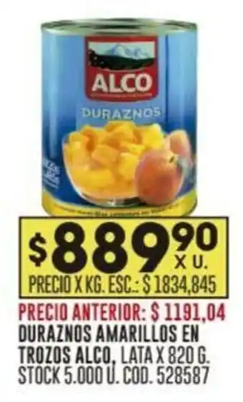 Coto DURAZNOS AMARILLOS EN TROZOS ALCO, LATA X 820 G. oferta