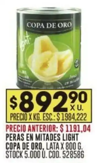Coto PERAS EN MITADES LIGHT COPA DE ORO, LATA X 800 G. oferta