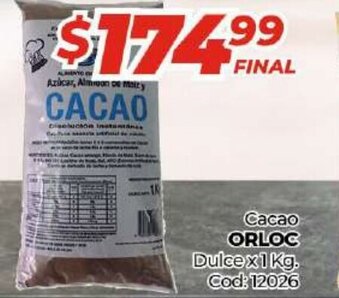 Diarco Orloc Cacao Dulce 1kg oferta