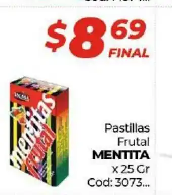 Diarco Mentita Pastillas Frutal 25gr oferta