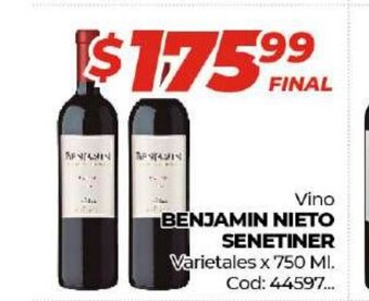 Diarco Benjamin Nieto Senetiner Vino Varietales x 750 ml. oferta