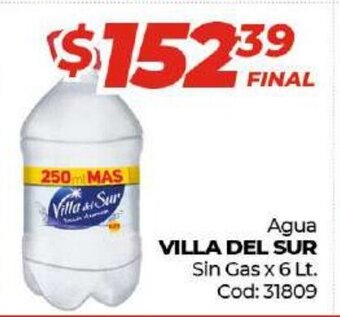 Diarco Villa del Sur Agua Sin Gas x 6 Lt. oferta