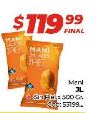 Diarco JL Maní Sin Piel x 500 Gr. oferta