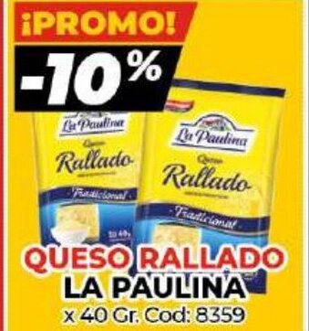 Diarco La Paulina Queso Rallado x 40 Gr. oferta