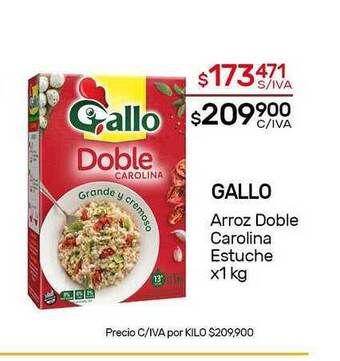 Nini Mayorista Gallo Arroz Doble Carolina Estuche x 1kg oferta