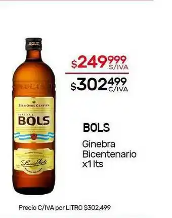 Nini Mayorista Bols Ginebra Bicentenario x1lts oferta