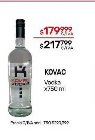 Nini Mayorista Kovac Vodka x 750ml oferta