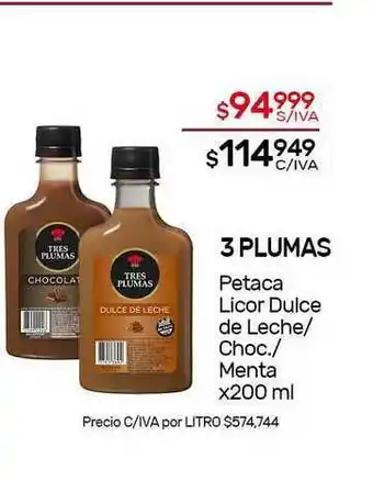 Nini Mayorista 3 Plumas Petaca Licor Dulce De Leche-Choc.-Menta x 250ml oferta