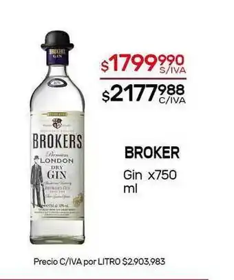 Nini Mayorista Broker Gin x 750ml oferta