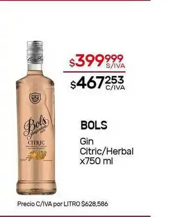 Nini Mayorista Bols Gin Citric-Herbal x 750ml oferta