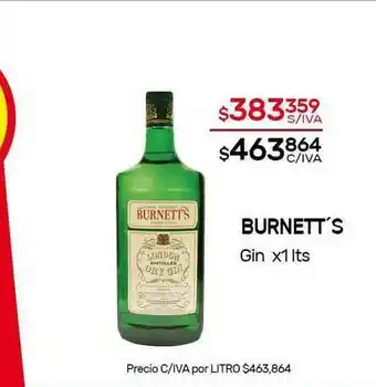 Nini Mayorista Burnett's Gin x 1lts oferta