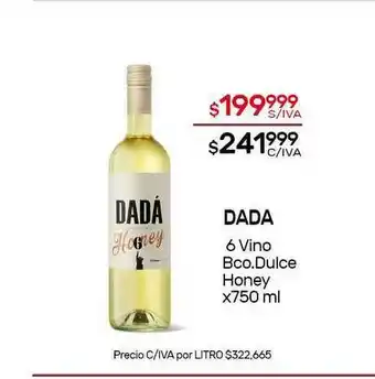 Nini Mayorista Dada 6 Vino Bco.Dulce Honey x 750ml oferta