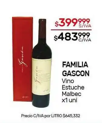 Nini Mayorista Familia Gascon Vino Estuche Malbec x 1un oferta