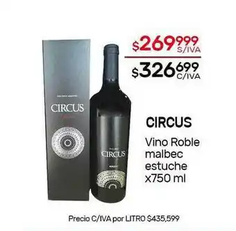 Nini Mayorista Circus Vino Roble Malbec Estuche x 750ml oferta