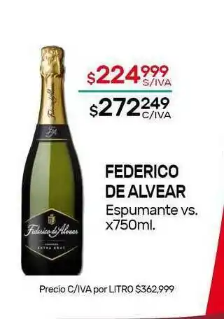 Nini Mayorista Federico De Alvear Espumante VS. x 750ml oferta