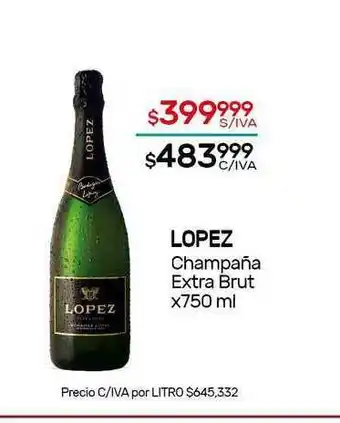 Nini Mayorista Lopez Champaña Extra Brut x 750ml oferta