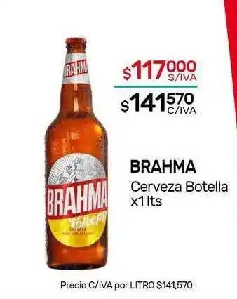 Nini Mayorista Brahma Cerveza Botella x 1lts oferta