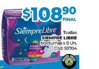 Diarco Toallas Siempre Libre Nocturñas x 8un oferta