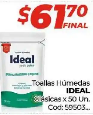Diarco Ideal Toallas Húmedas Clásicas x 50 Un. oferta