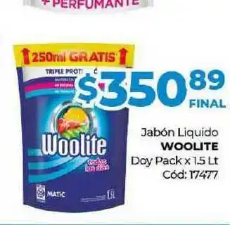 Diarco Jabón Liquido Woolite Doy Pack x 1.5lt oferta