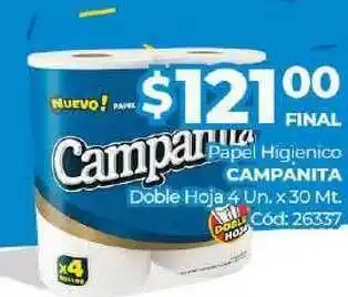Diarco Campanita Papel Higienico Doble Hoja 4un x 30mt oferta